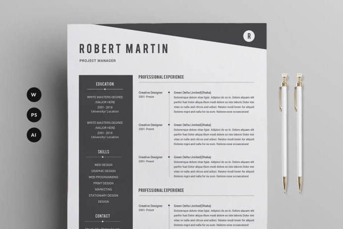 Gig Preview - Create or design infographic cv and resume template in word