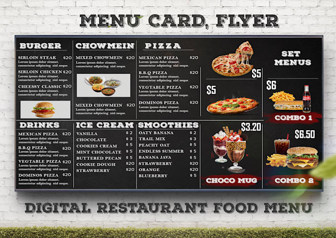 Gig Preview - Design digital restaurant menu, food flyer, screen menu, food menu, price sheet