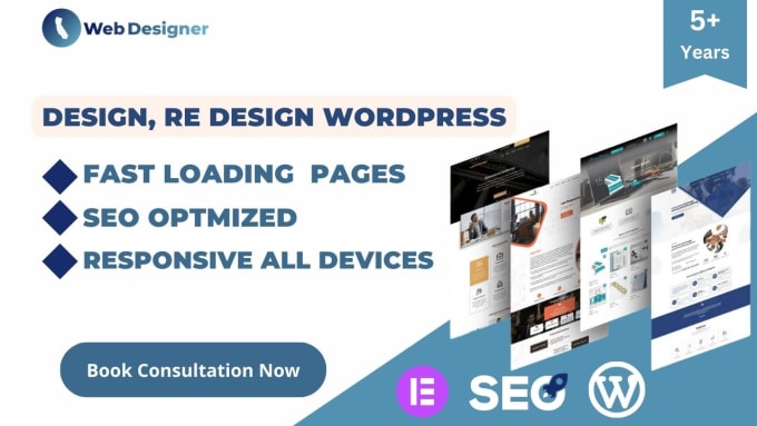 Gig Preview - Urgently design,redesign wordpress landing page with elementor pro,in one hour