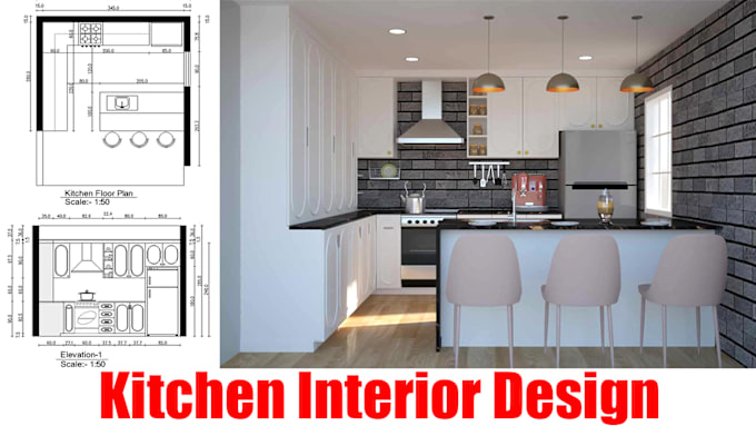 Gig Preview - Interior design for you a unique and modern kitchen