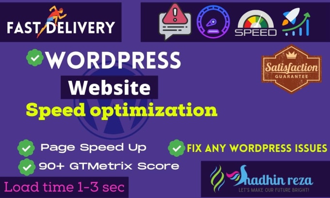 Gig Preview - Wordpress speed up, optimize, page speed and fix any issues