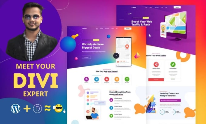 Gig Preview - Create responsive wordpress website by divi theme, builder