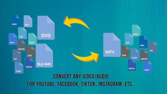 Gig Preview - Convert any video or audio file to any video and audio file