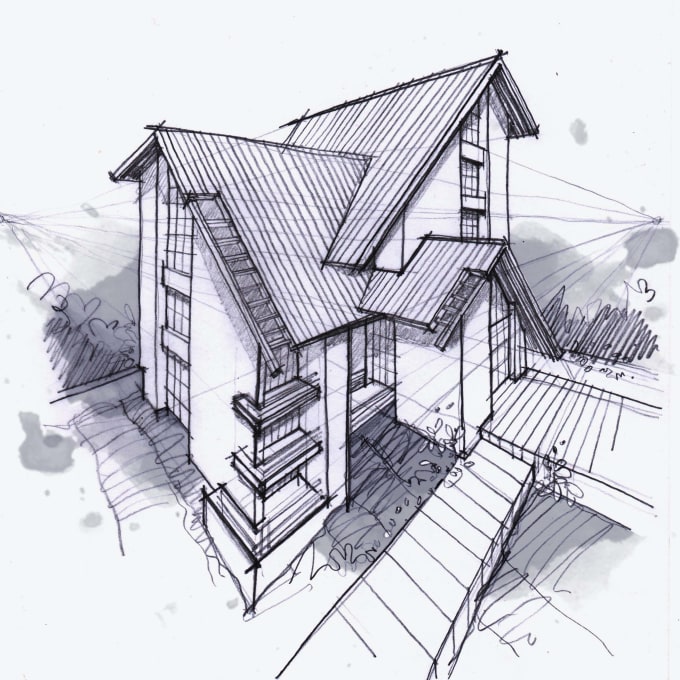 Gig Preview - Hand draw creative architectural sketches of houses