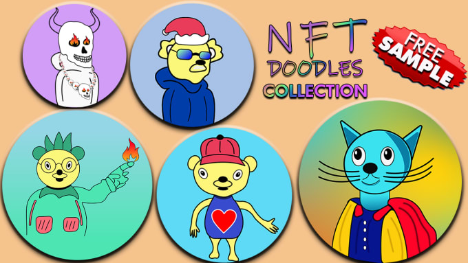 Gig Preview - Make custom doodle art nft collection, doodle nft characters