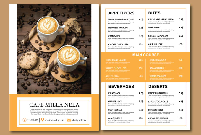 Gig Preview - Design professional modern restaurant menu and menu board