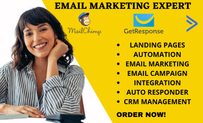 Gig Preview - Be your mailchimp activecampaign getresponse email marketing expert