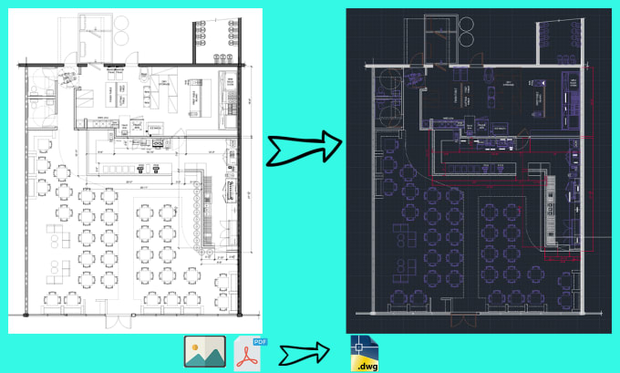 Gig Preview - Convert hand sketch, jpg, pdf or blueprint sketch to autocad, dwg, dxf