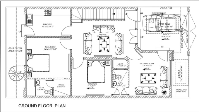 Gig Preview - Draw 2d architectural floor plan in autocad