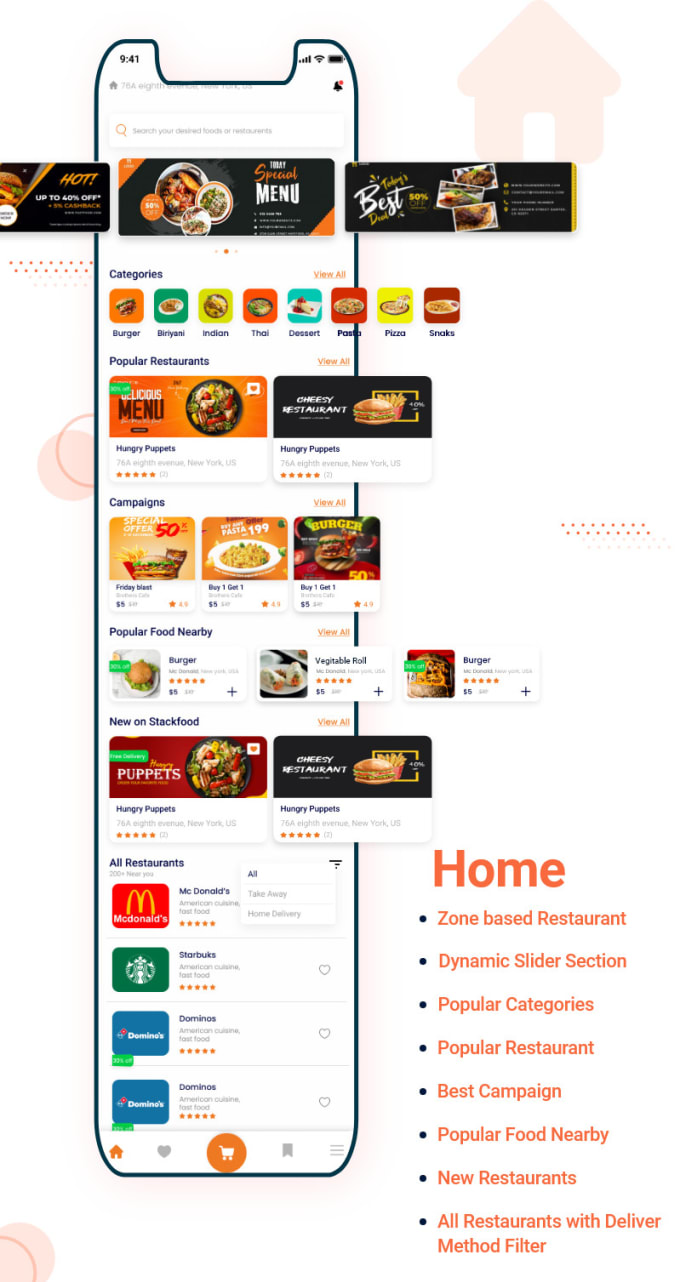 Gig Preview - Food multi restaurant food delivery app with admin