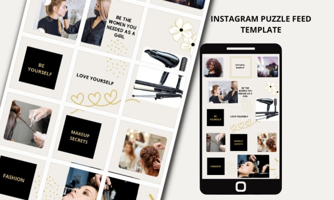 Gig Preview - Design 18 instagram puzzle feed template for your brand