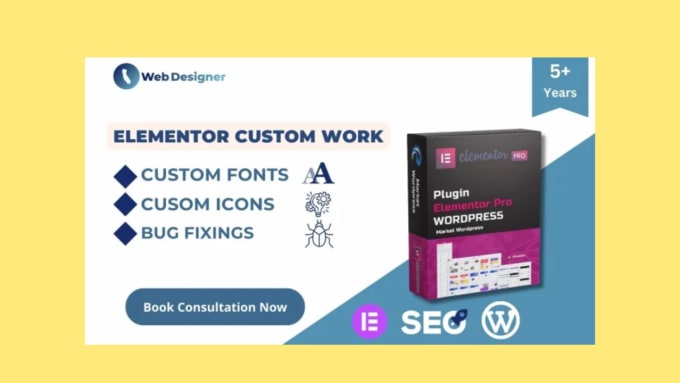 Gig Preview - Fix bugs or customize elementor pro adding custom font or icons