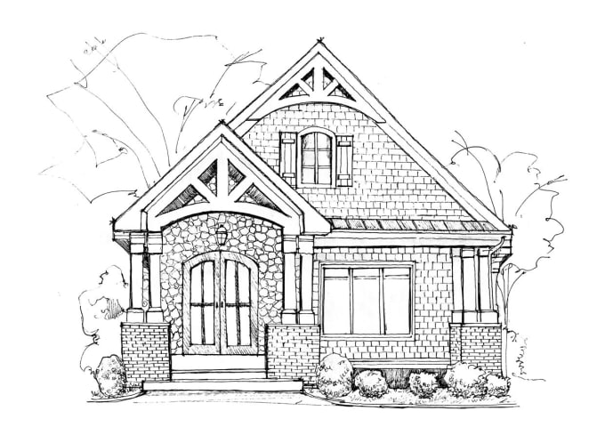 Bestseller - draw architectural freehand black ink line sketches of buildings, houses,shops