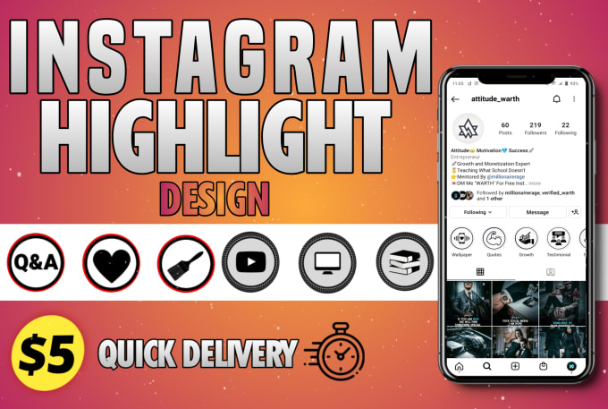 Gig Preview - Design custom and unique instagram story highlight covers in 24h