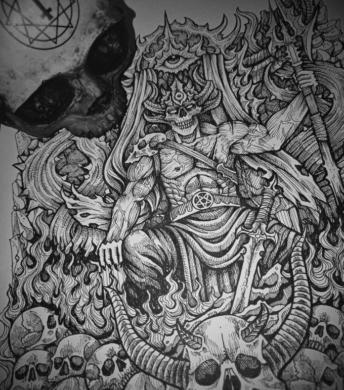 Gig Preview - Draw dark,brutal,horror illustration with original handdrawn