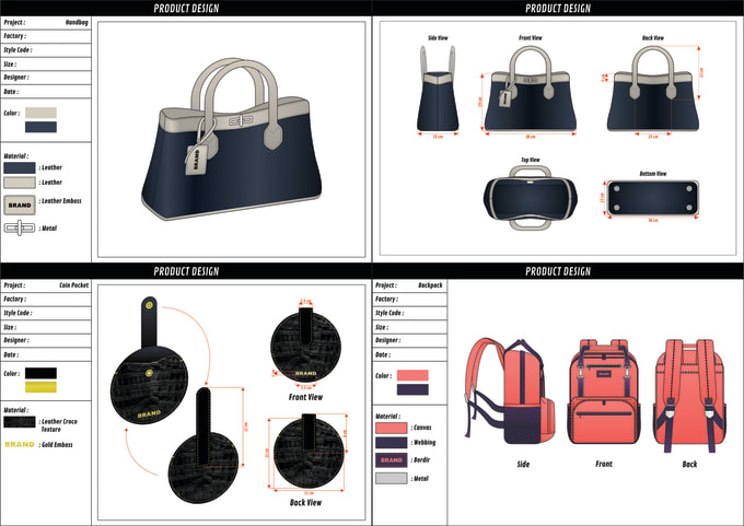 Gig Preview - Design your backpack, handbag, bag, wallet, and luggage, and make a tech pack