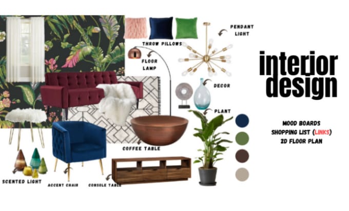 Gig Preview - Offer themed interior design mood board with a shopping list