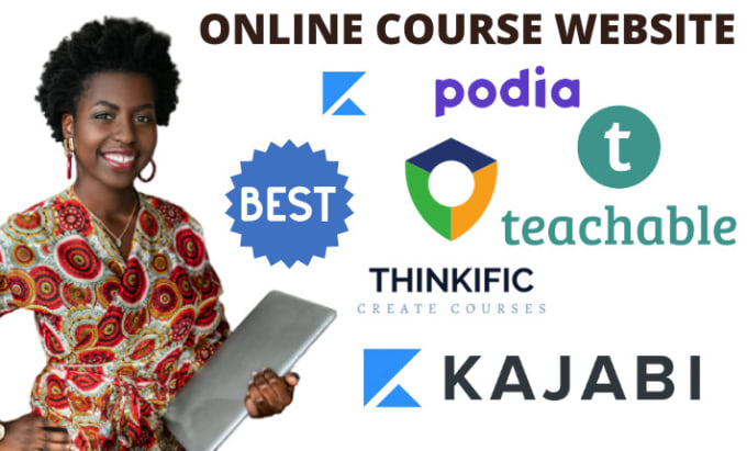 Gig Preview - Design kajabi, podia, thinkific, teachable online course website, membership