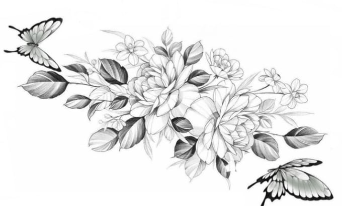 Bestseller - create a custom unique floral tattoo design for you