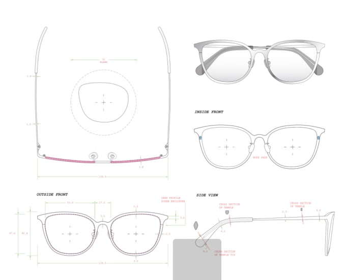 Gig Preview - Create eyewear technical diagrams for manufacturing