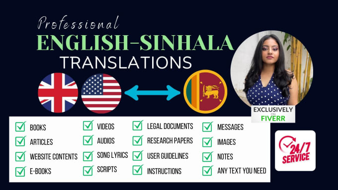 Bestseller - be your professional english sinhala translator