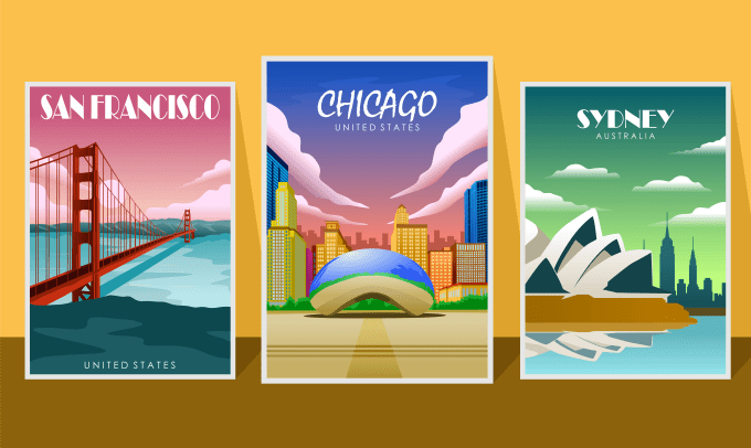 Gig Preview - Create an amazing modern vintage travel poster in a minimalist style