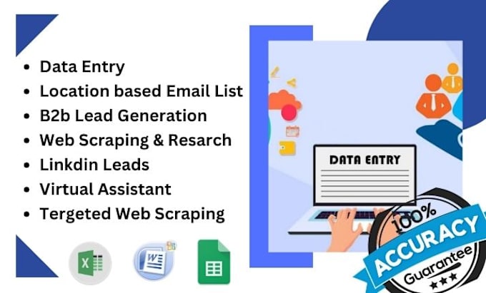 Gig Preview - Do data enty, niche targeted email list, web scraping