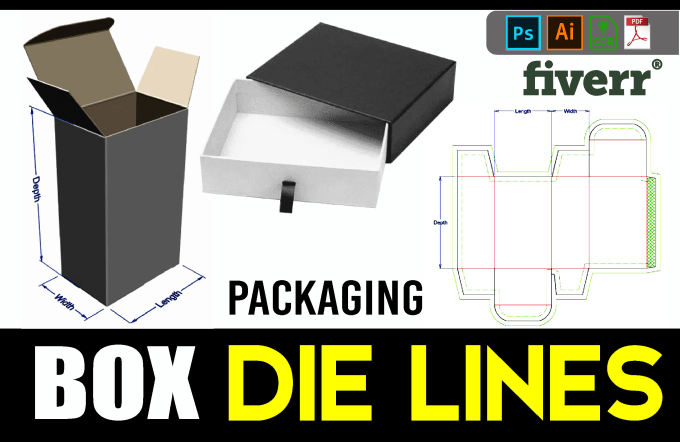 Gig Preview - Create dieline or die cut line for box packaging design