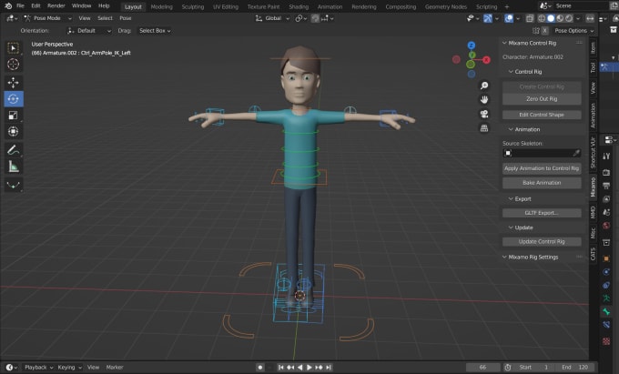 Gig Preview - Rig your character in mixamo for blender ik