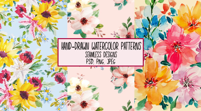 Gig Preview - Design seamless watercolor patterns hand drawn