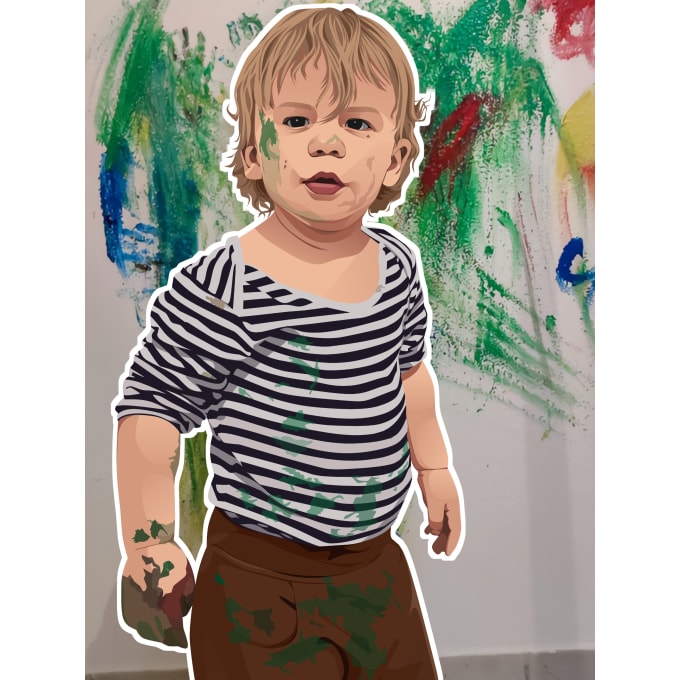 Gig Preview - Draw child or baby into vector portrait from your photo