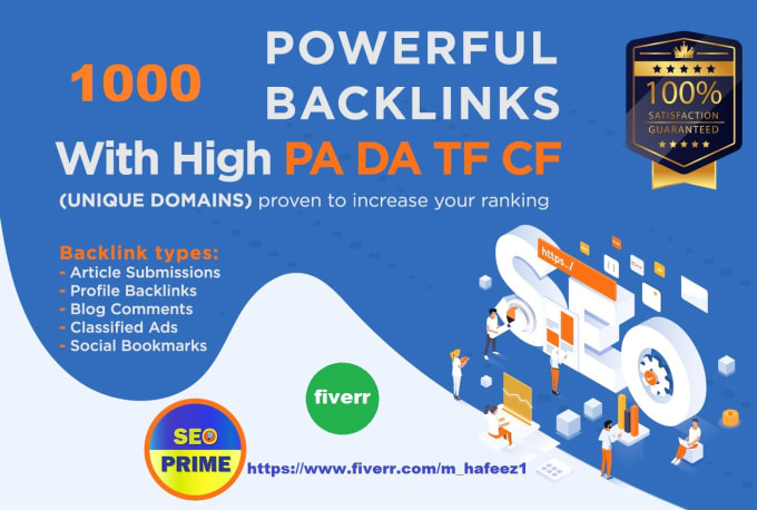 Gig Preview - Increase ranking with 1000 unique domain high authority backlinks