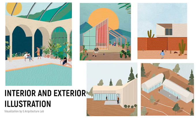 Bestseller - do digital architectural illustration using collage style