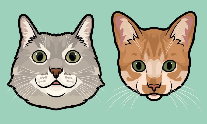 Gig Preview - Draw vector pet face portrait illustrations in cartoony style