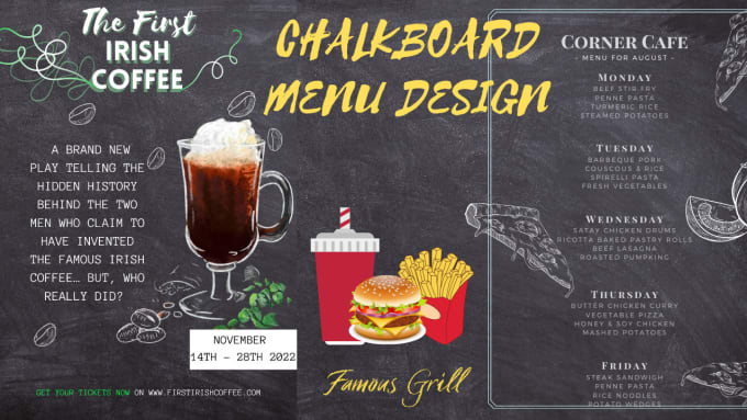 Gig Preview - Design chalkboard menu black and white