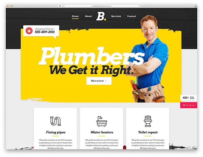 Gig Preview - Build plumbing contractors, plumbers, and handyman  website