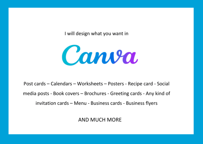 Gig Preview - Design invitation, menu, worksheet and much more in canva