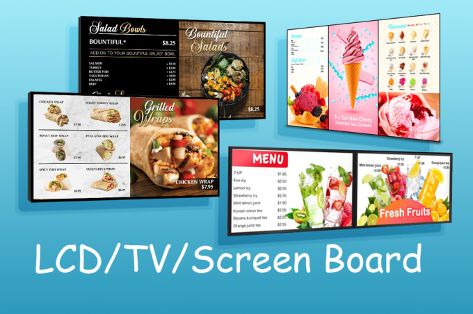 Gig Preview - Design static TV screen menu or restaurant digital menu tv menu board lcd menu