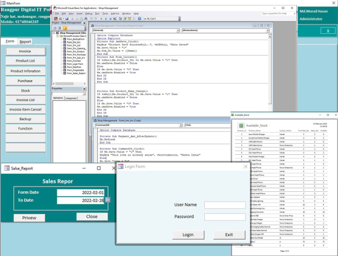 Gig Preview - Do microsoft access database design using visual basic code