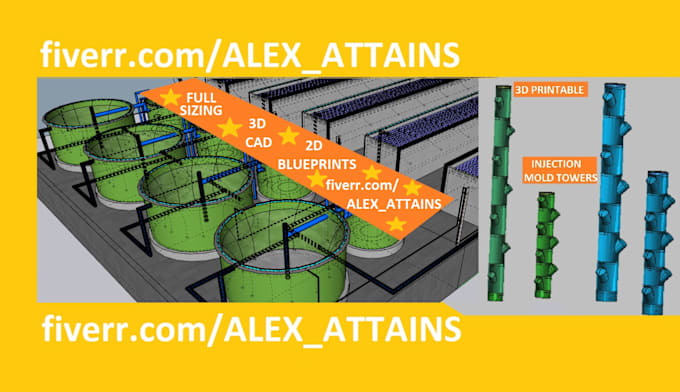 Gig Preview - Make aquaponic 3d designs or 2d blueprint with full equipment list