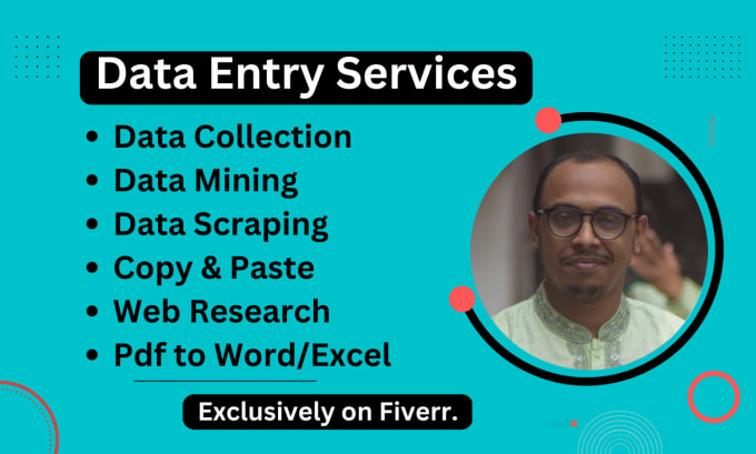 Gig Preview - Do data entry, data collection, data mining, copy paste and web research