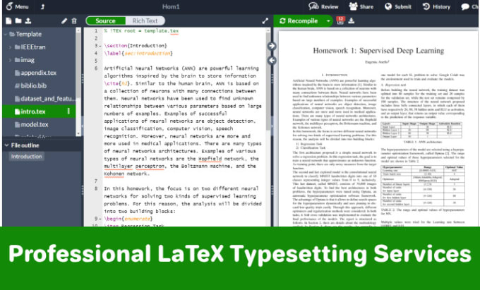 Gig Preview - Format and typeset your document in latex overleaf