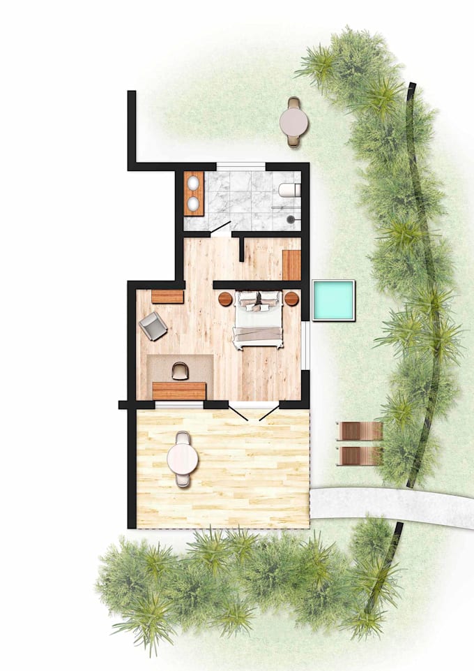 Gig Preview - Create full colored 2d floor plan for real state marketing or airbnb