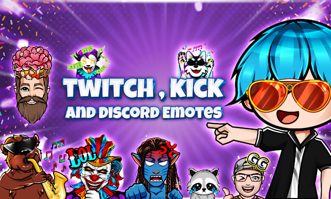 Gig Preview - Design custom twitch emotes, kick emotes and sub badges for twitch, kick discord