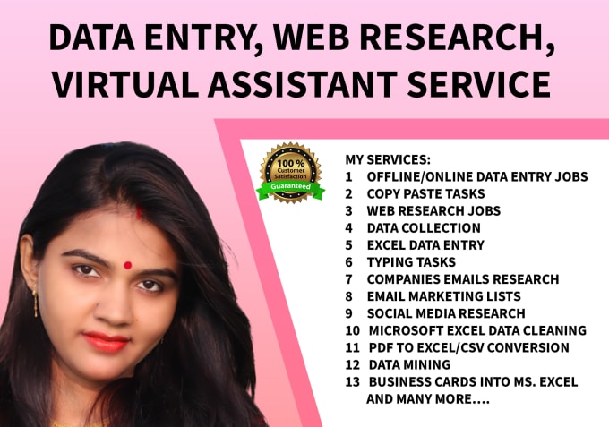 Gig Preview - Do data entry, web research, copy paste, virtual assistant