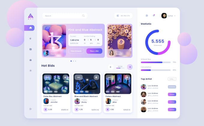 Gig Preview - Do creative dashboard UI with the best UI UX design in figma or adobe xd