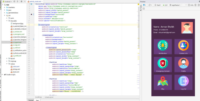 Gig Preview - Design android app XML layouts and UI in android studio