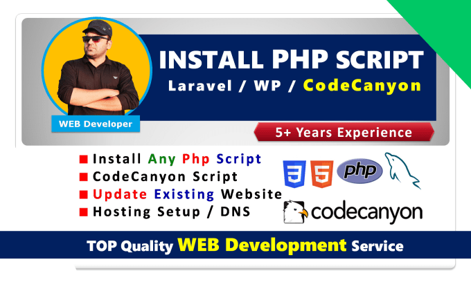 Gig Preview - Install php script, install codecanyon script, install wordpress theme