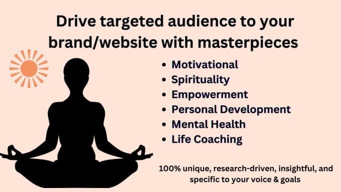 Gig Preview - Write holistic living, self help, and motivational articles for you