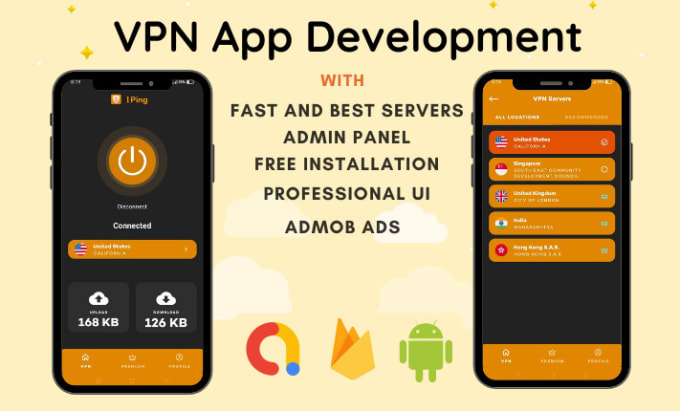 Gig Preview - Create vpn app for android and IOS with admin panel